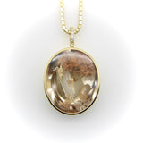 14K Gold Tom Munsteiner Rock Crystal with Crystal Inclusions Oval Pendant Necklace jewelry Kirsten's Corner