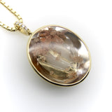 14K Gold Tom Munsteiner Rock Crystal with Crystal Inclusions Oval Pendant Necklace jewelry Kirsten's Corner