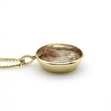 14K Gold Tom Munsteiner Rock Crystal with Crystal Inclusions Oval Pendant Necklace jewelry Kirsten's Corner