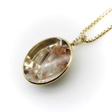 14K Gold Tom Munsteiner Rock Crystal with Crystal Inclusions Oval Pendant Necklace jewelry Kirsten's Corner