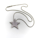 Vintage Platinum Diamond Micro Pave Star on Snake Chain Necklace Kirsten's Corner