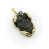 14K Gold Intertwining Snake and Carved Labradorite Skull Pendant Kirsten's Corner