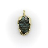 14K Gold Intertwining Snake and Carved Labradorite Skull Pendant Kirsten's Corner