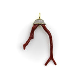 18K Gold Signature Branch Coral and Diamond Studded Pendant Kirsten's Corner