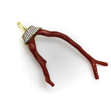 18K Gold Signature Branch Coral and Diamond Studded Pendant Kirsten's Corner