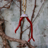 18K Gold Signature Branch Coral and Diamond Studded Pendant Kirsten's Corner