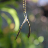 Signature 14K Gold Make a Wish Wishbone Pendant Pendant Kirsten's Corner