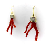 18K Gold Signature Branch Coral and Diamond Studded Earrings Earrings Kirsten's Corner