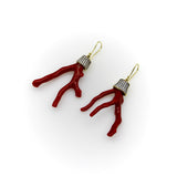 18K Gold Signature Branch Coral and Diamond Studded Earrings Earrings Kirsten's Corner