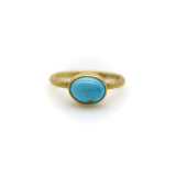 24K Gold Handmade Persian Turquoise Cabochon Ring ring Kirsten's Corner