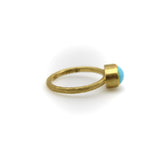 24K Gold Handmade Persian Turquoise Cabochon Ring ring Kirsten's Corner