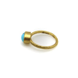 24K Gold Handmade Persian Turquoise Cabochon Ring ring Kirsten's Corner