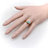 24K Gold Handmade Persian Turquoise Cabochon Ring ring Kirsten's Corner