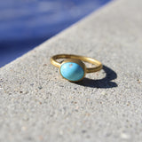24K Gold Handmade Persian Turquoise Cabochon Ring ring Kirsten's Corner