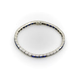 Art Deco Diamond and Sapphire Platinum Line Bracelet Bracelet Kirsten's Corner