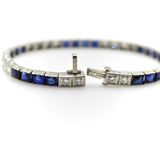 Art Deco Diamond and Sapphire Platinum Line Bracelet Bracelet Kirsten's Corner
