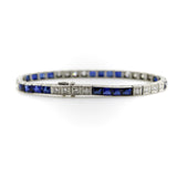 Art Deco Diamond and Sapphire Platinum Line Bracelet Bracelet Kirsten's Corner