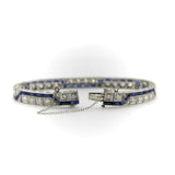 Art Deco Diamond and Sapphire Line Bracelet with Zig-Zag Pattern Bracelet Kirsten's Corner