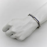 Art Deco Diamond and Sapphire Line Bracelet with Zig-Zag Pattern Bracelet Kirsten's Corner