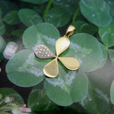 14K Gold Lucky Four-Leaf Clover Charm with Pave Diamonds Kirsten's Corner
