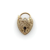 Edwardian 9K Gold Hand Engraved Heart Padlock Kirsten's Corner