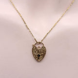 Edwardian 9K Gold Hand Engraved Heart Padlock Kirsten's Corner