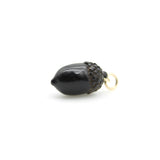 Acorn Pendant Carved of Jet with 14K Gold Bail Pendant, Charm Kirsten's Corner