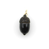 Acorn Pendant Carved of Jet with 14K Gold Bail Pendant, Charm Kirsten's Corner