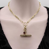 14K Gold Victorian T-Bar with Oval Chain Link Extension Pendant Kirsten's Corner