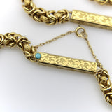 Victorian 14K Gold Fancy Link Long Guard Chain with Embossed Details Kirsten's Corner