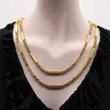 Victorian 14K Gold Fancy Link Long Guard Chain with Embossed Details Kirsten's Corner