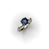 1950’s Sapphire and Tapered Baguette Diamond Platinum Ring Kirsten's Corner