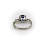 1950’s Sapphire and Tapered Baguette Diamond Platinum Ring Kirsten's Corner