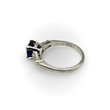 1950’s Sapphire and Tapered Baguette Diamond Platinum Ring Kirsten's Corner