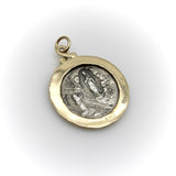 Sterling Silver and 14K Gold Brother Wolf Our Lady of Lourdes Medallion Kirsten's Corner