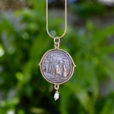 Sterling Silver and 14K Gold Brother Wolf Wailing Wall Medallion Pendant Kirsten's Corner