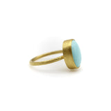 24K Gold Handmade Robin’s Egg Blue Persian Turquoise Cabochon Ring ring Kirsten's Corner
