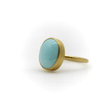 24K Gold Handmade Robin’s Egg Blue Persian Turquoise Cabochon Ring ring Kirsten's Corner