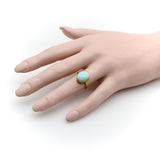 24K Gold Handmade Robin’s Egg Blue Persian Turquoise Cabochon Ring ring Kirsten's Corner