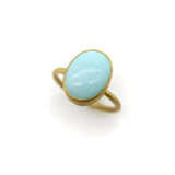 24K Gold Handmade Robin’s Egg Blue Persian Turquoise Cabochon Ring ring Kirsten's Corner