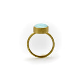 24K Gold Handmade Robin’s Egg Blue Persian Turquoise Cabochon Ring ring Kirsten's Corner