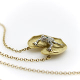 McTeigue Diamond Emerald Platinum 18k Gold Frog on Lily Pad Necklace McTeigue