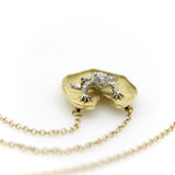 McTeigue Diamond Emerald Platinum 18k Gold Frog on Lily Pad Necklace McTeigue