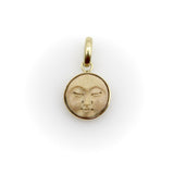14K Gold and Fossilized Mammoth Tusk Man in the Moon Charm Kirsten's Corner