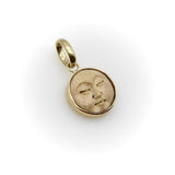 14K Gold and Fossilized Mammoth Tusk Man in the Moon Charm Kirsten's Corner