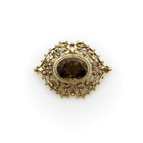 Etruscan Revival 14K Smokey Topaz & Pearl Brooch-Pendant Pendant Kirsten's Corner Jewelry