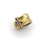 Vintage 18K Gold and Ruby Italian Buckle Ring ring Kirsten's Corner