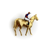 Edwardian 18k Gold Equestrian Jockey and Horse Enameled Brooch Brooch Kirsten's Corner
