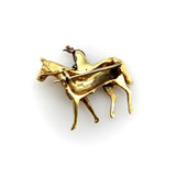 Edwardian 18k Gold Equestrian Jockey and Horse Enameled Brooch Brooch Kirsten's Corner