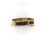 14K Gold Victorian Enameled Blue Ivy Buckle Bracelet Kirsten's Corner